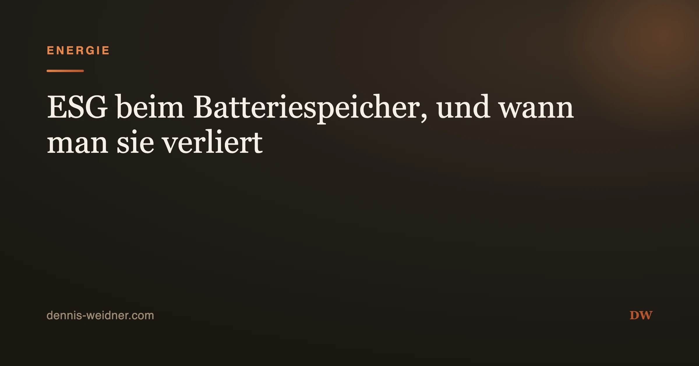 ESG beim Batteriespeicher, und wann man sie verliert