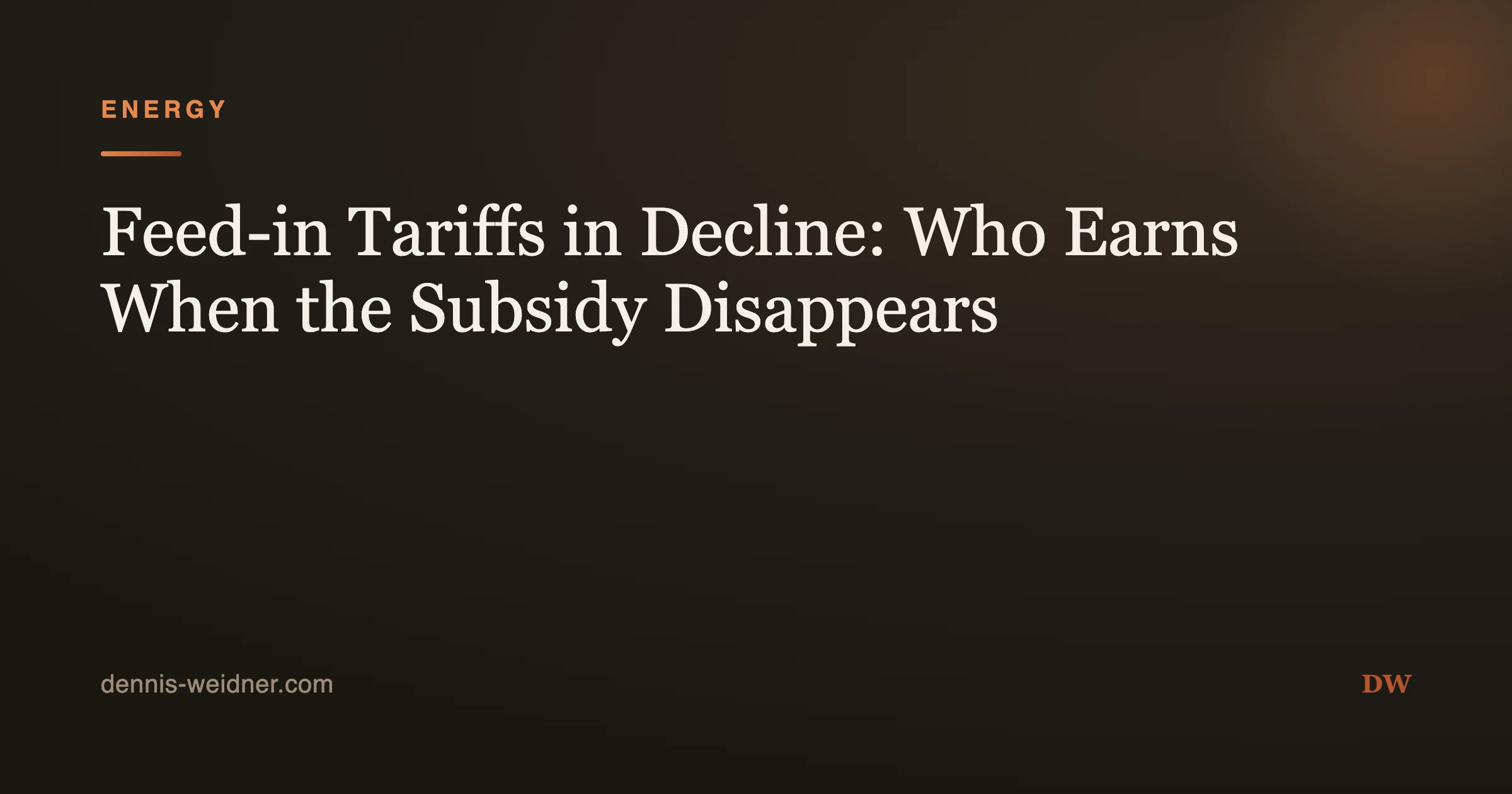 Feed-in Tariffs in Decline: Who Earns When the Subsidy Disappears