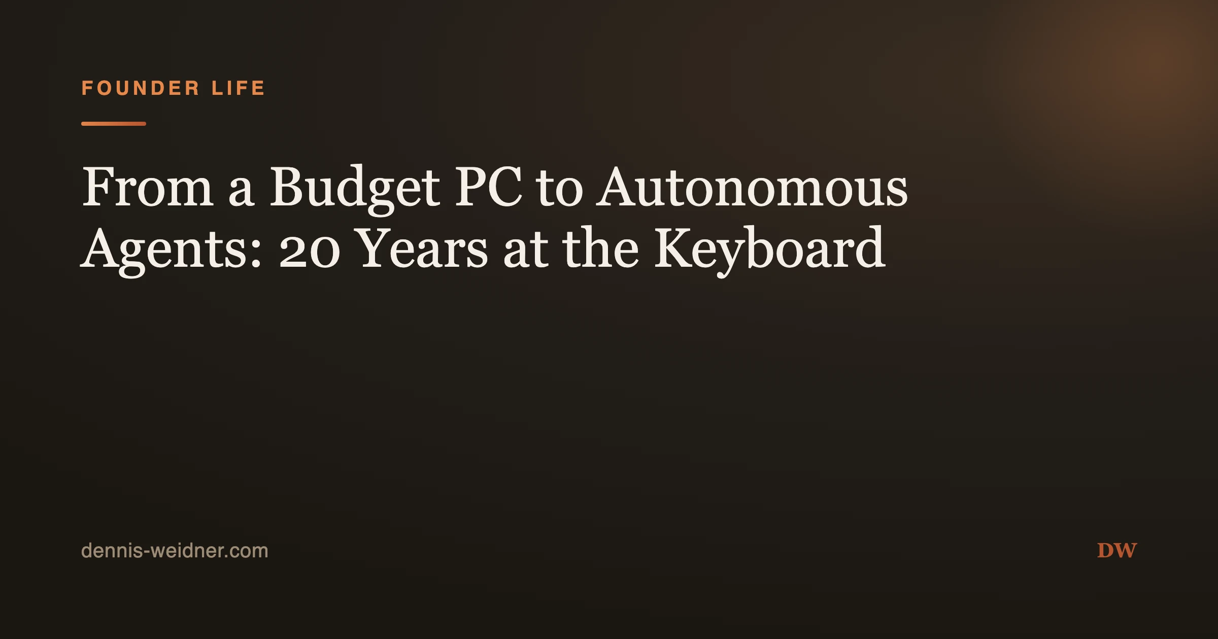 From a Budget PC to Autonomous Agents: 20 Years at the Keyboard