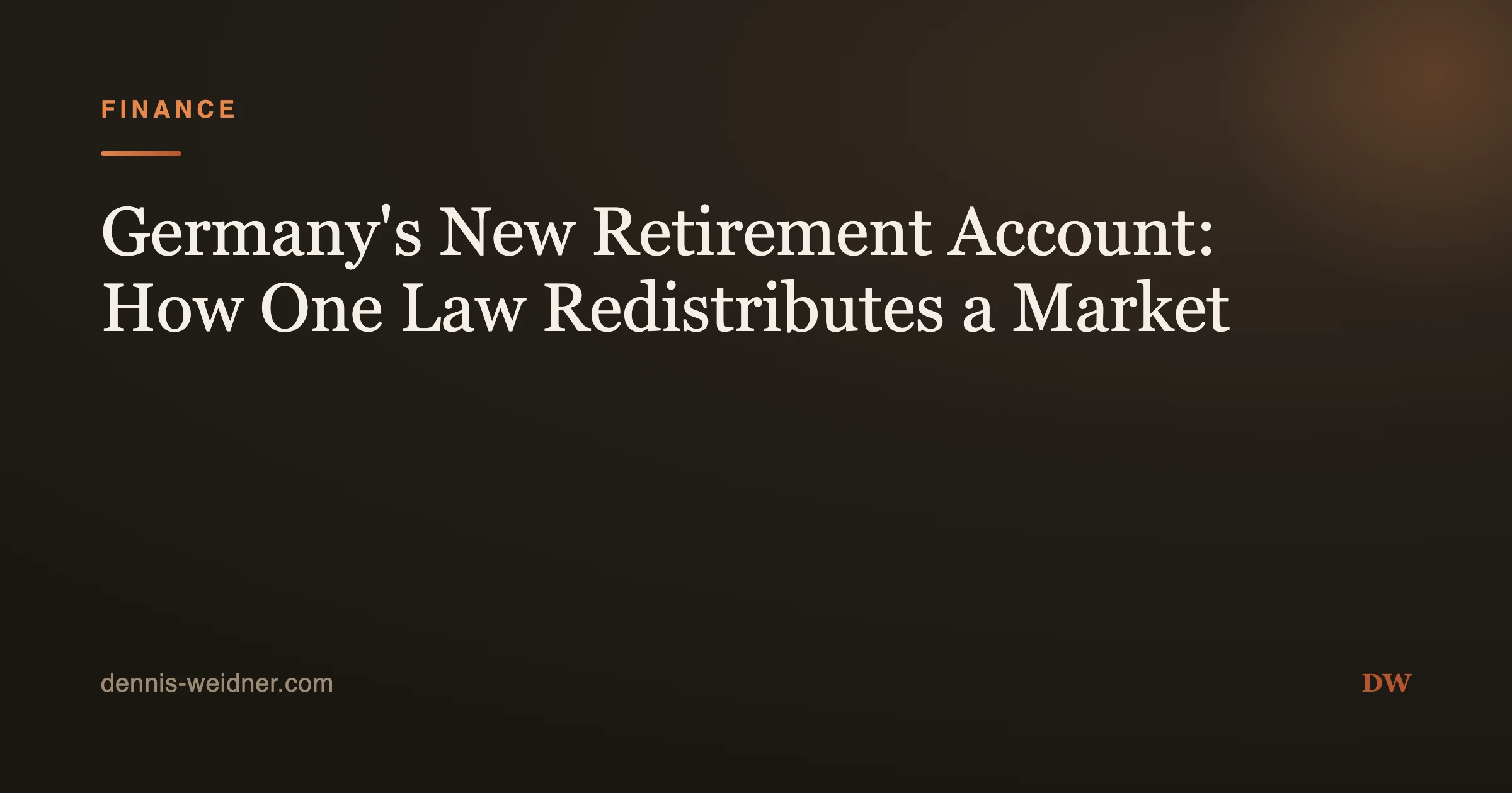 Germany's New Retirement Account: How One Law Redistributes a Market