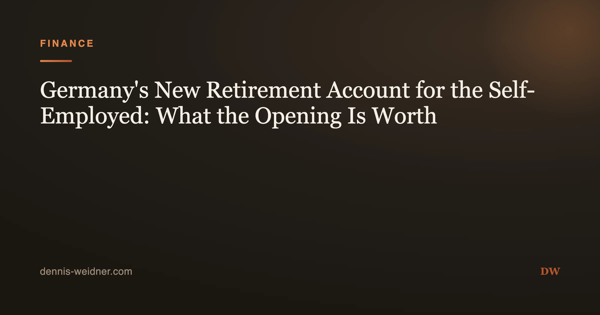 Germany's New Retirement Account for the Self-Employed: What the Opening Is Worth