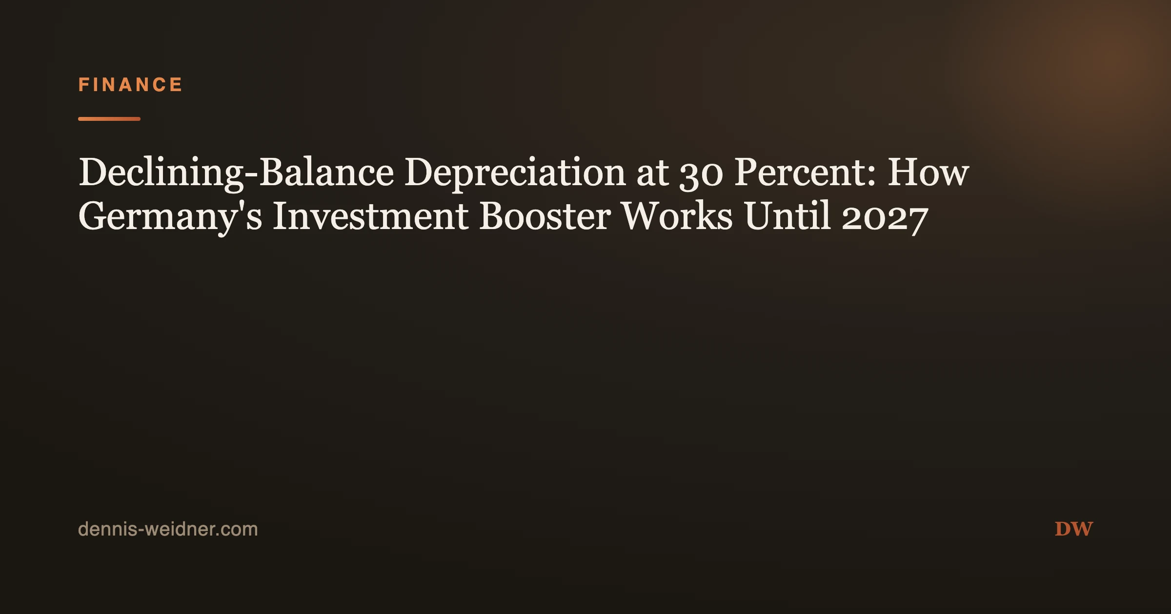 Declining-Balance Depreciation at 30 Percent: How Germany's Investment Booster Works Until 2027