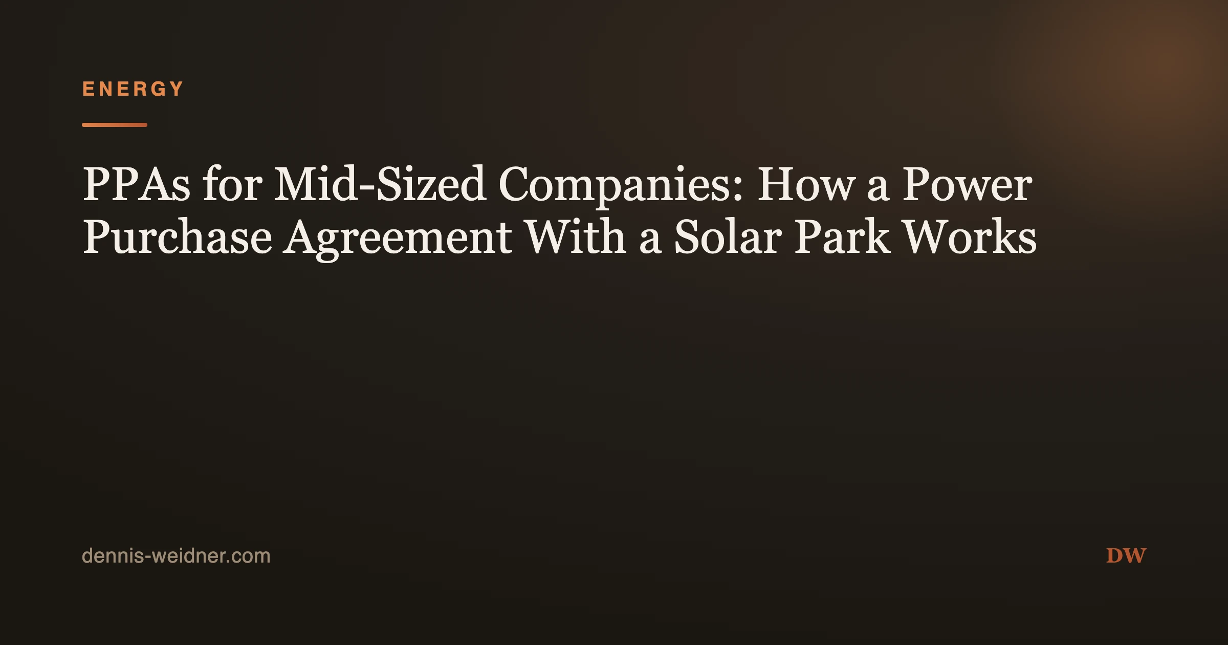 PPAs for Mid-Sized Companies: How a Power Purchase Agreement With a Solar Park Works